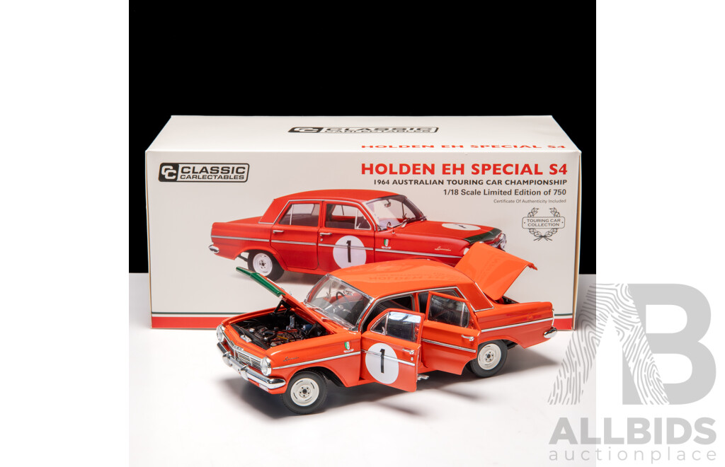 Classic Carlectables 1964 Holden EH Special S4 #1 Red Australian Touring Car Championship 1:18 Scale Model Car - COA Included
