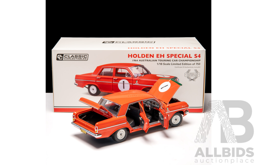 Classic Carlectables 1964 Holden EH Special S4 #1 Red Australian Touring Car Championship 1:18 Scale Model Car - COA Included