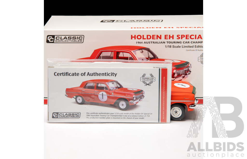 Classic Carlectables 1964 Holden EH Special S4 #1 Red Australian Touring Car Championship 1:18 Scale Model Car - COA Included