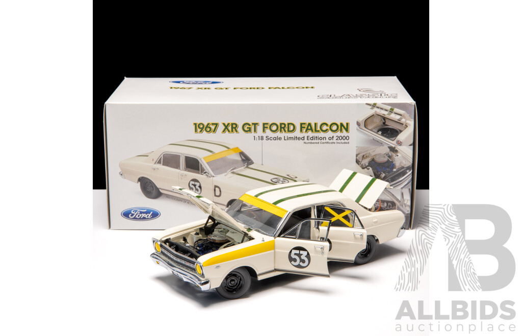 Classic Carlectables 1967 Ford XR Falcon GT #53D White 1243/2000 1:18 Scale Model Car - COA Included