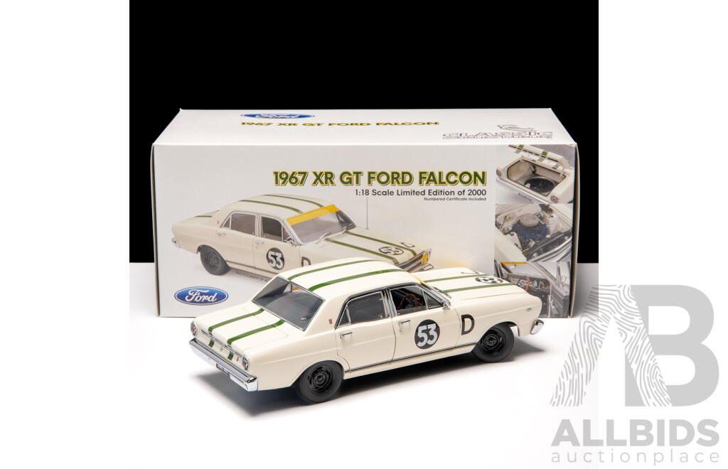 Classic Carlectables 1967 Ford XR Falcon GT #53D White 1243/2000 1:18 Scale Model Car - COA Included