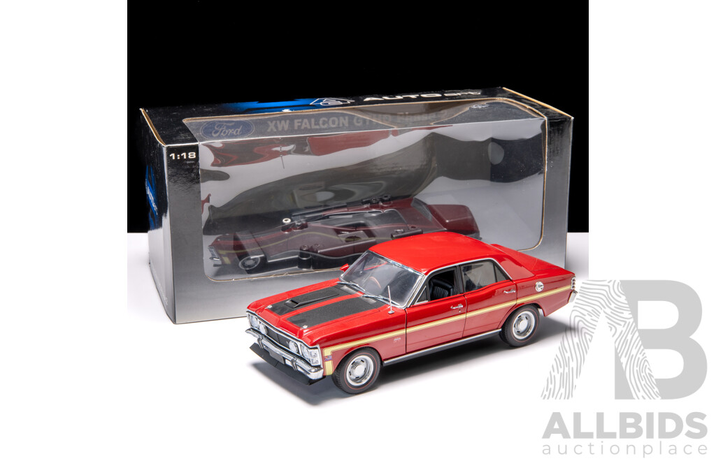 AUTOart Ford XW Falcon GTHO Phase 2 Candy Apple Red with Gold Stripe 1:18 Scale Model Car - COA Included