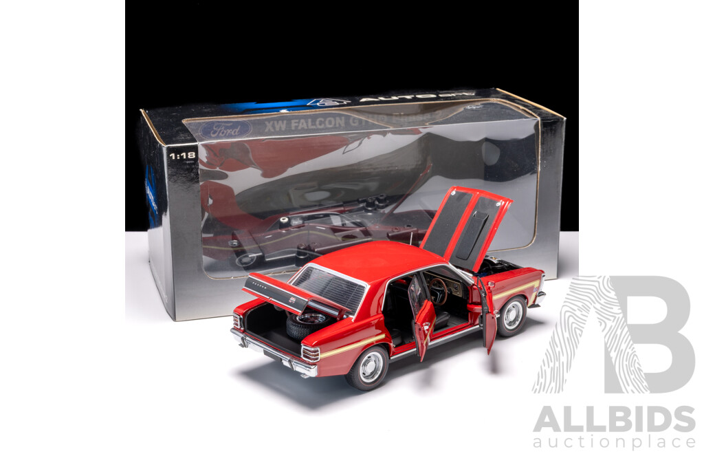 AUTOart Ford XW Falcon GTHO Phase 2 Candy Apple Red with Gold Stripe 1:18 Scale Model Car - COA Included