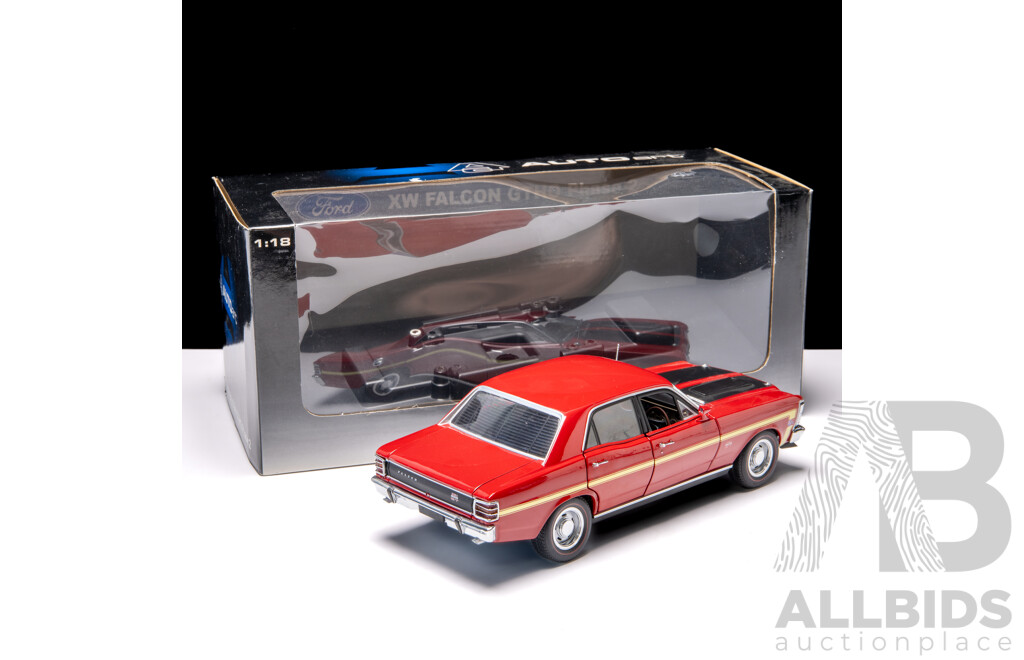 AUTOart Ford XW Falcon GTHO Phase 2 Candy Apple Red with Gold Stripe 1:18 Scale Model Car - COA Included