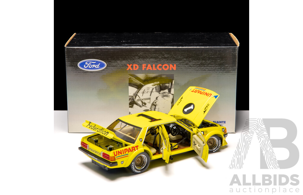 Biante 1980 Ford XD Falcon #1 Federation Yellow Allan Moffat 2670/6000 1:18 Scale Model Car - Signed COA Included