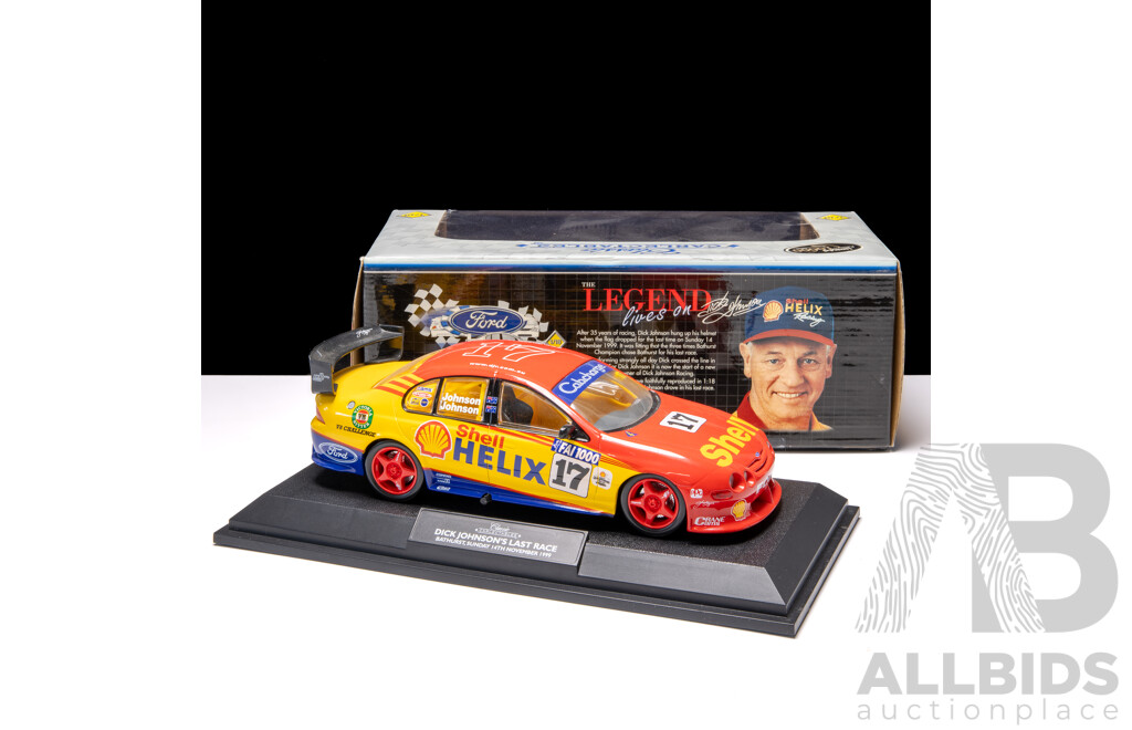 Classic Carlectables 1999 Ford AU Falcon Shell Helix #17 Dick Johnson's Final Race Bathurst 1:18 Scale Model Car - Signed COA