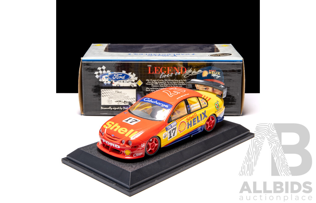 Classic Carlectables 1999 Ford AU Falcon Shell Helix #17 Dick Johnson's Final Race Bathurst 1:18 Scale Model Car - Signed COA