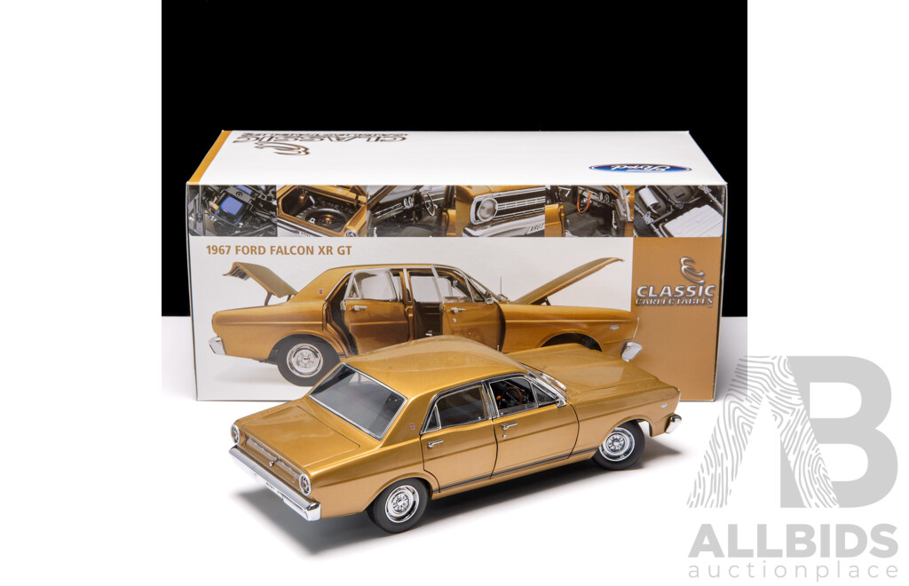 Classic Carlectables 1967 Ford XR Falcon GT Gold 1:18 Scale Model Car - COA Included