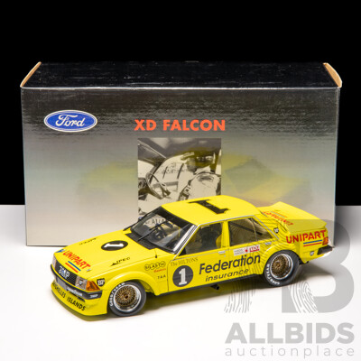 Biante 1980 Ford XD Falcon #1 Federation Yellow Allan Moffat 2670/6000 1:18 Scale Model Car - Signed COA Included