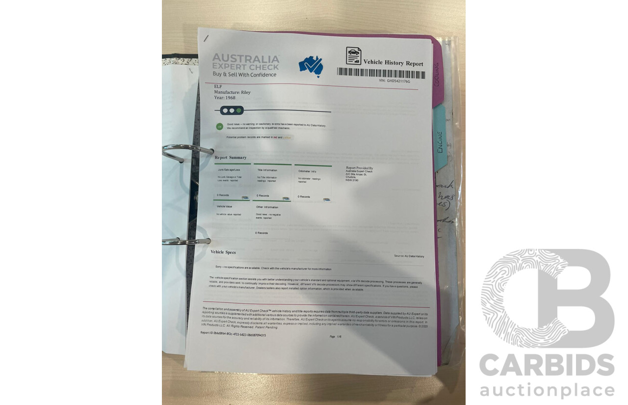 01/1968 Riley Elf MkIII 2d Sedan White / Black 1.0L