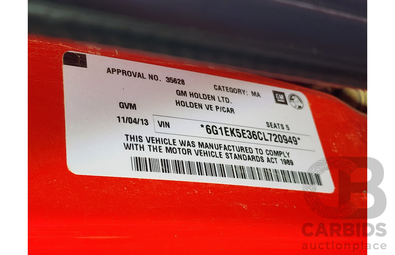 4/2013 Holden Commodore SV6 Z-Series VE II MY12.5 4d Sedan Red 3.6L