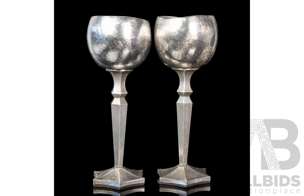 Vintage Pair of Don Sheil Signed and Numbered Goblets, 1975