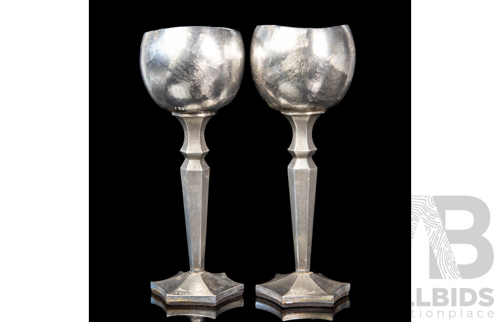 Vintage Pair of Don Sheil Signed and Numbered Goblets, 1975