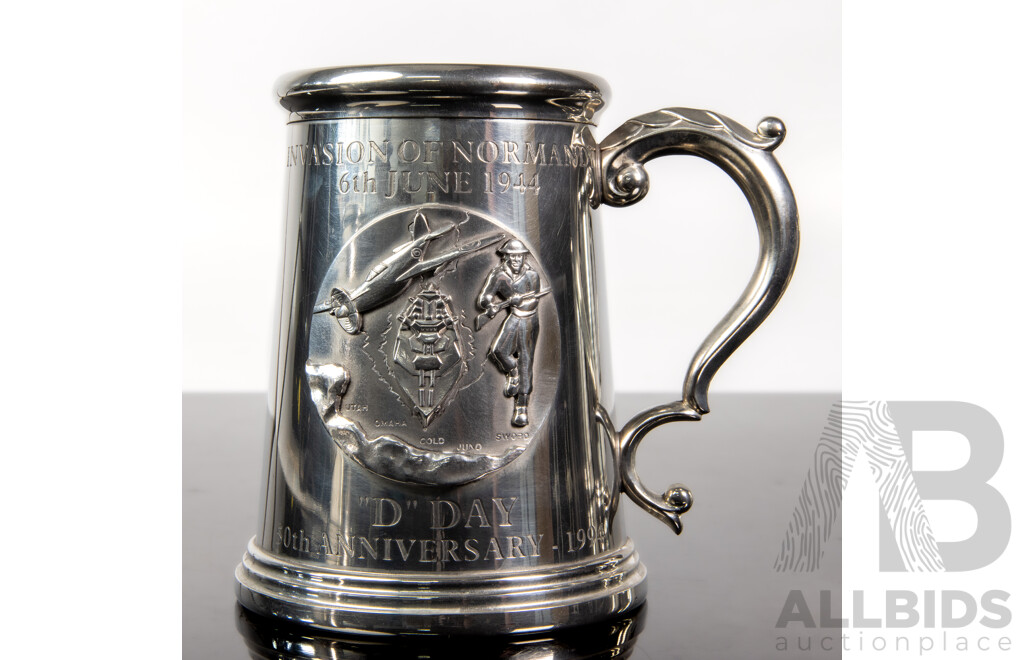 Set of Four Kirra Pewter Commemorative Tankards Including Battle of Britain, VE Day, VP Day and D-Day Editions