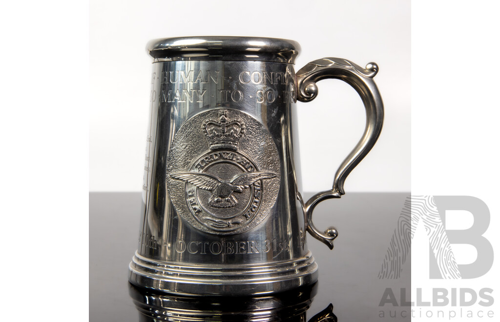 Set of Four Kirra Pewter Commemorative Tankards Including Battle of Britain, VE Day, VP Day and D-Day Editions