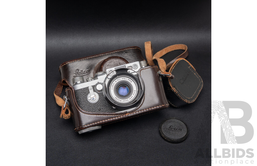 Leica IIIG D.B.P. 35mm Rangefinder Camera (1957) Serial No. 888091 with Leitz Elmar 50mm F/2.8 Lens No. 1538711 in Original Case