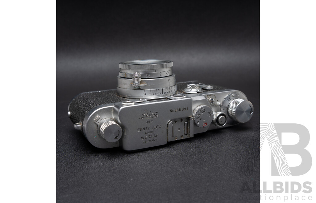 Leica IIIG D.B.P. 35mm Rangefinder Camera (1957) Serial No. 888091 with Leitz Elmar 50mm F/2.8 Lens No. 1538711 in Original Case