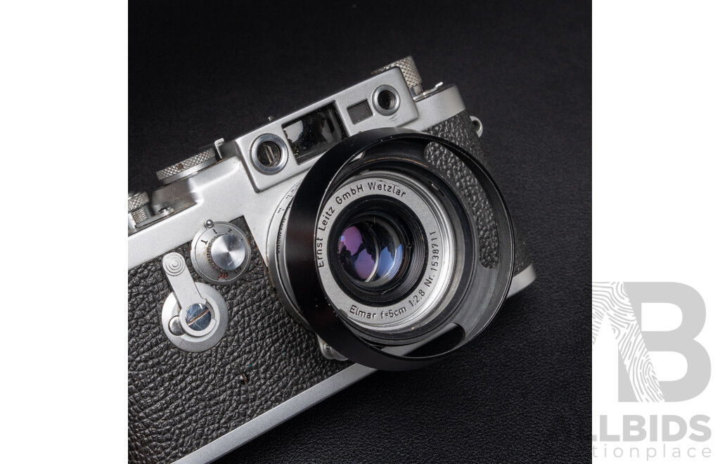 Leica IIIG D.B.P. 35mm Rangefinder Camera (1957) Serial No. 888091 with Leitz Elmar 50mm F/2.8 Lens No. 1538711 in Original Case
