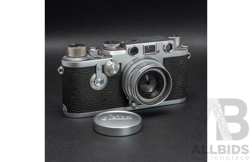 Leica IIIf 35mm LTM Rangefinder Camera with Collapsible Elmar 50mm F/2.8 Lens (Ernst Leitz Wetzlar, 1956) Serial No. 824298