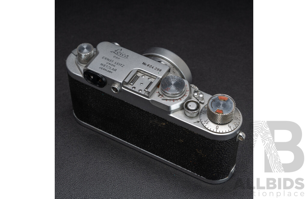 Leica IIIf 35mm LTM Rangefinder Camera with Collapsible Elmar 50mm F/2.8 Lens (Ernst Leitz Wetzlar, 1956) Serial No. 824298