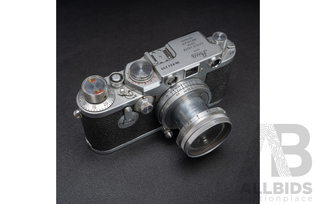 Leica IIIf 35mm LTM Rangefinder Camera with Collapsible Elmar 50mm F/2.8 Lens (Ernst Leitz Wetzlar, 1956) Serial No. 824298