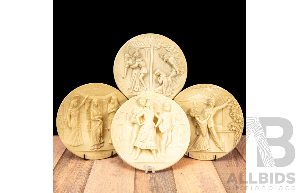Set of Four Vintage Limited Edition 1979 Bradex Plates - La Scala Grand Opera Series DI VOLTERADICI. Aida, Madam Butterfly, Carmen, Rigoletto