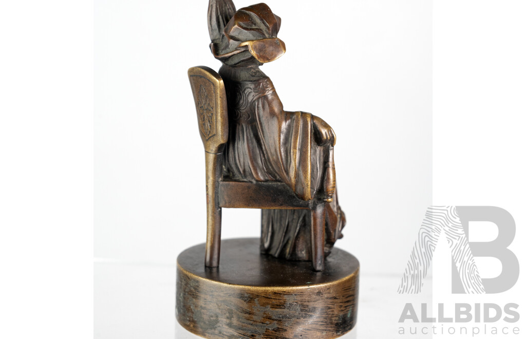 Fine Early 20th-Century Chryselephantine Bronze Figure with Carved Ivory Face, Marked with “U” Foundry Stamp, C.1900–1930