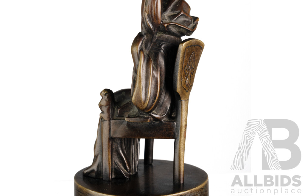 Fine Early 20th-Century Chryselephantine Bronze Figure with Carved Ivory Face, Marked with “U” Foundry Stamp, C.1900–1930