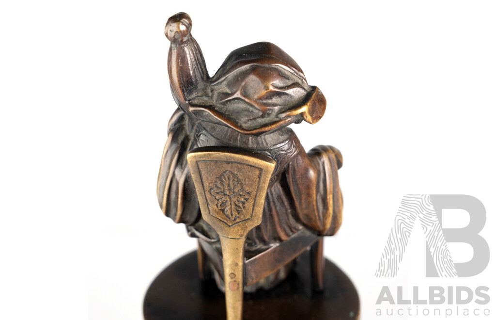 Fine Early 20th-Century Chryselephantine Bronze Figure with Carved Ivory Face, Marked with “U” Foundry Stamp, C.1900–1930