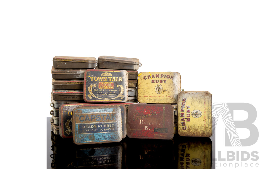 Large Collection of Vintage Tobacco Tins (Champion Ruby, Arcadia, Capstan & Town Talk)