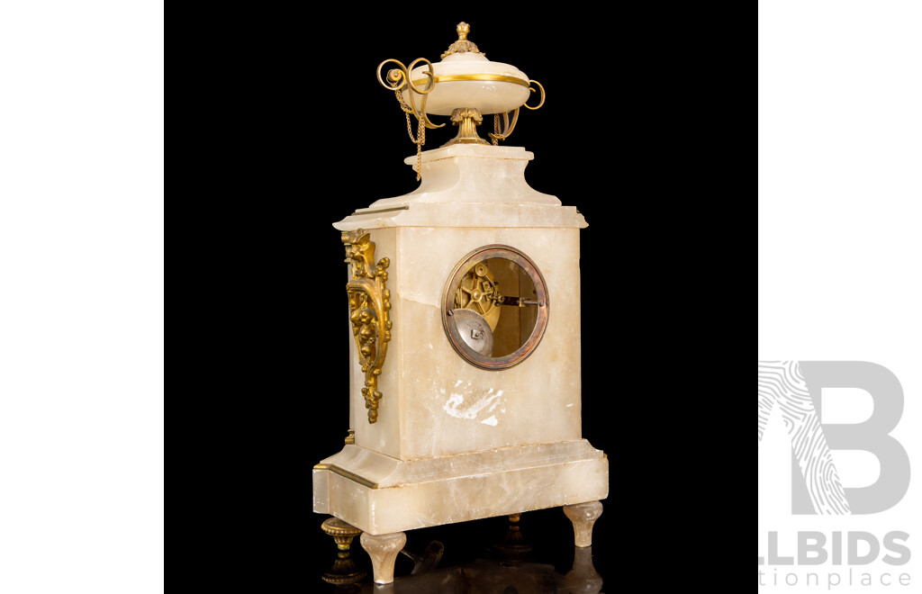 Antique Alabaster Mantle Clock with French Movement – AC & B Paris