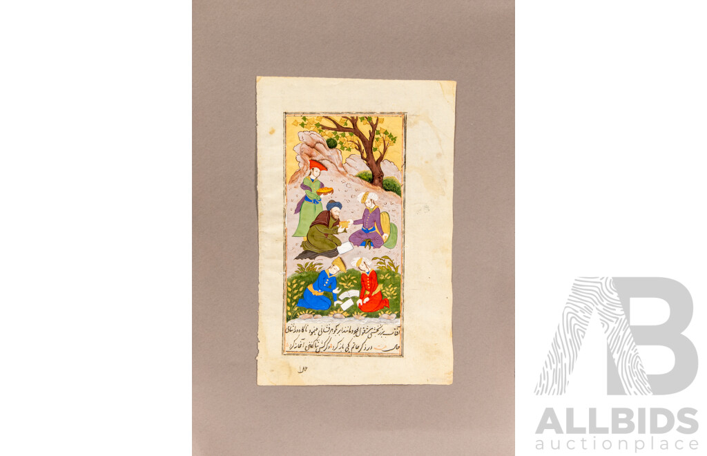 Pair of Antique Indo-Persian Miniature Gouache Paintings on Paper