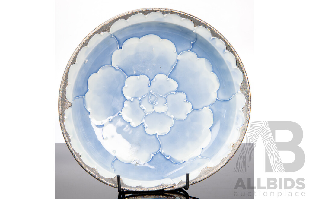 Arita Ware Bunzan Kiln Platinum Peony Bowl - Twisted Design