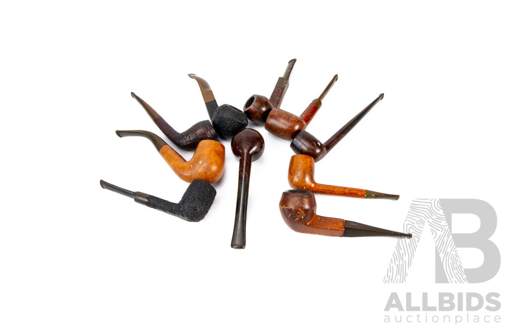 Collection of Vintage Smoking Pipes – 10 Pieces