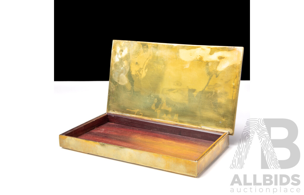 Rare 1967 Sigi Pineda Taxco Brass & Stone Inlaid Box with Expedition Provenance