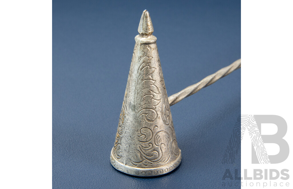 Vintage Candle Snuffer with Crown Finial & Etched Floral Bell