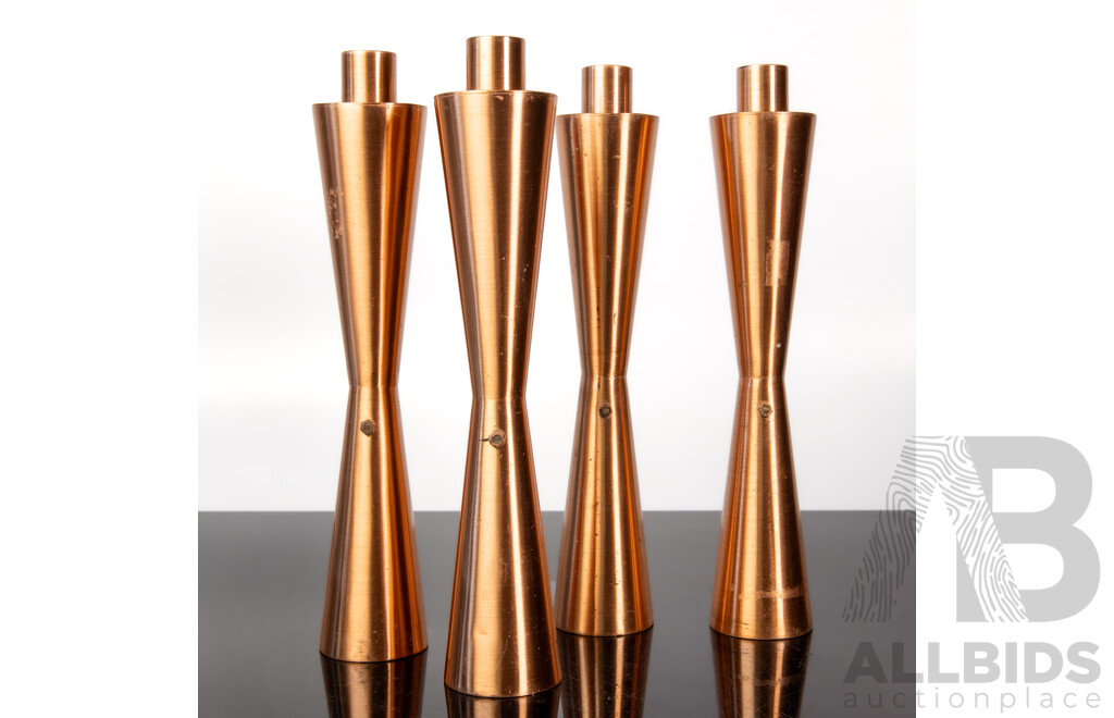 Set of Four Pellegrini Copper Altar Candlesticks