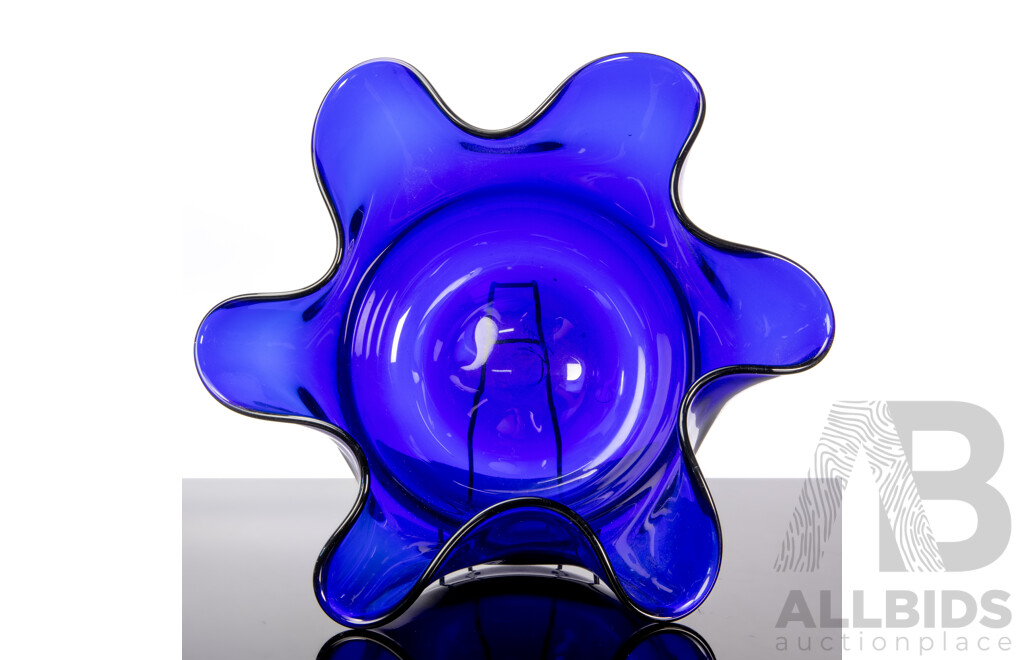 Stephen Morris Australian Studio Glass Cobalt Blue Bowl Signed to Base