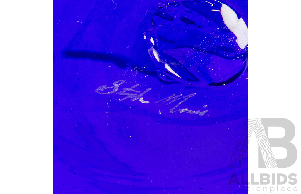 Stephen Morris Australian Studio Glass Cobalt Blue Bowl Signed to Base