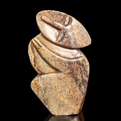 Agrippa Ndongwe Shona Sculpture in Leopard Stone with Gallery Label