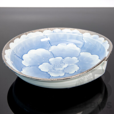 Arita Ware Bunzan Kiln Platinum Peony Bowl - Twisted Design