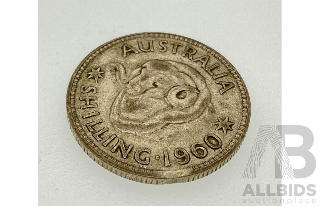 Australian Silver 1960 Shilling and 1963 Sixpence, Both with Planchet Flaws