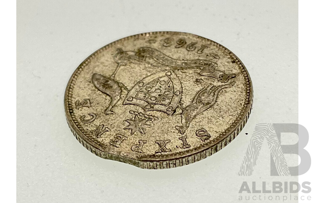Australian Silver 1960 Shilling and 1963 Sixpence, Both with Planchet Flaws