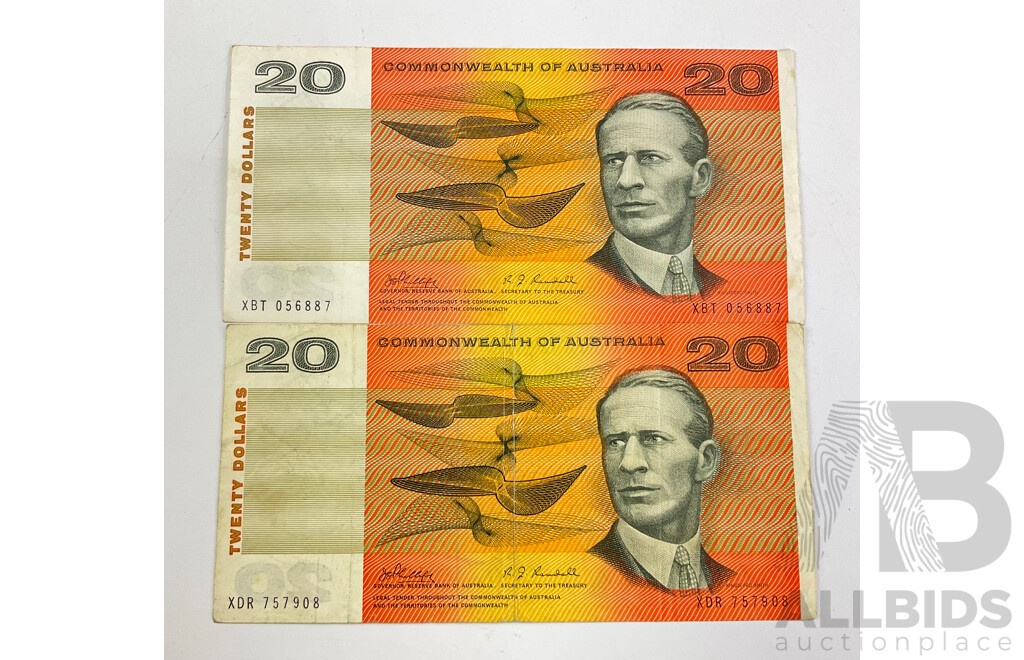 Two Australian 1968 Twenty Dollar Notes, Phillips/Randall R403