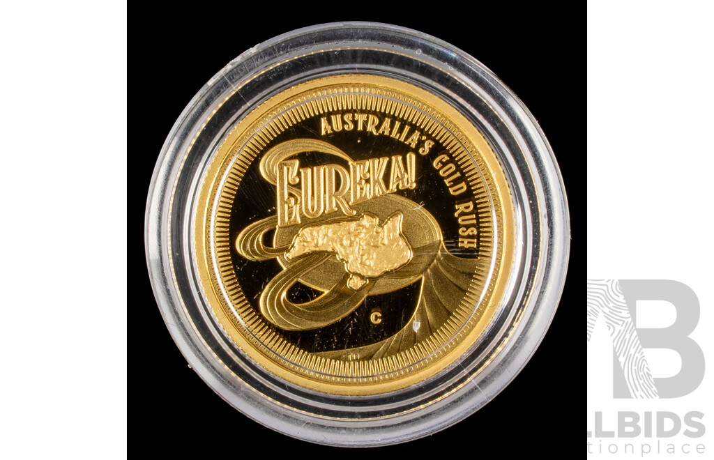 Australian 2020 Gold Proof Ten Dollar Coin, Eureka! Australia's Gold Rush, Golden Dragons of Bendigo, C Mint Mark