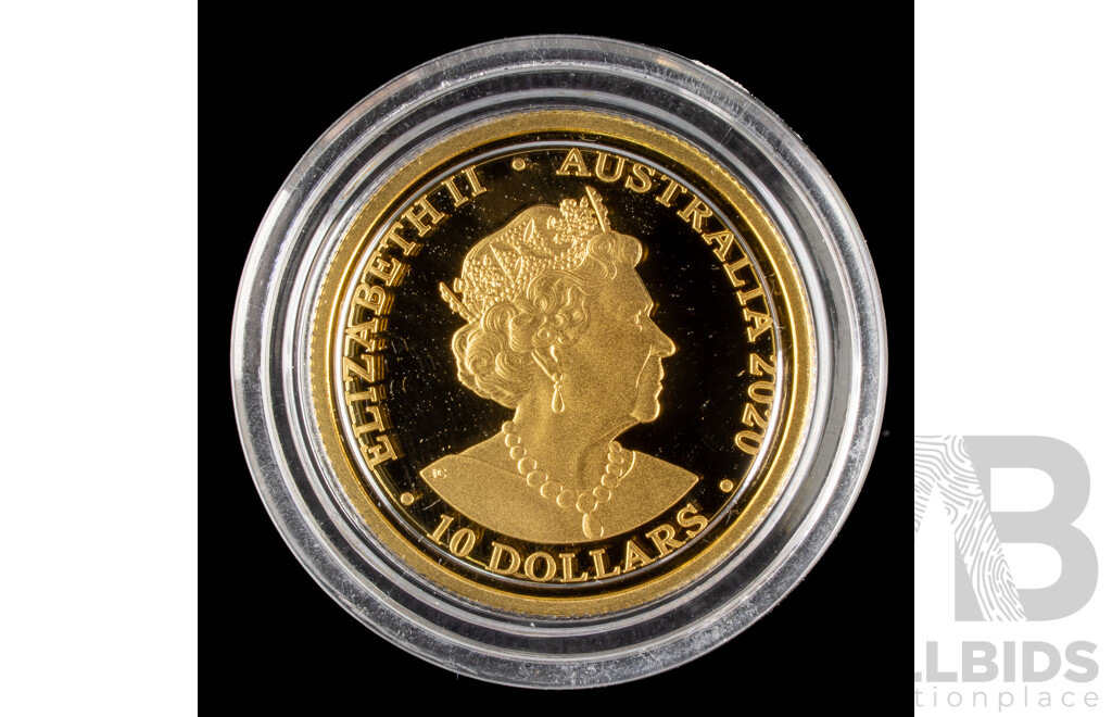 Australian 2020 Gold Proof Ten Dollar Coin, Eureka! Australia's Gold Rush, Golden Dragons of Bendigo, C Mint Mark
