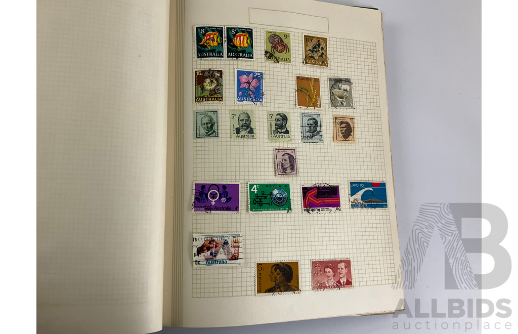 Album of Vintage International Stamps Including Australian Predecimal, USA, Denmark, Germany, France, PNG, Turkey, Spain, New Zealand, Iran, Greece