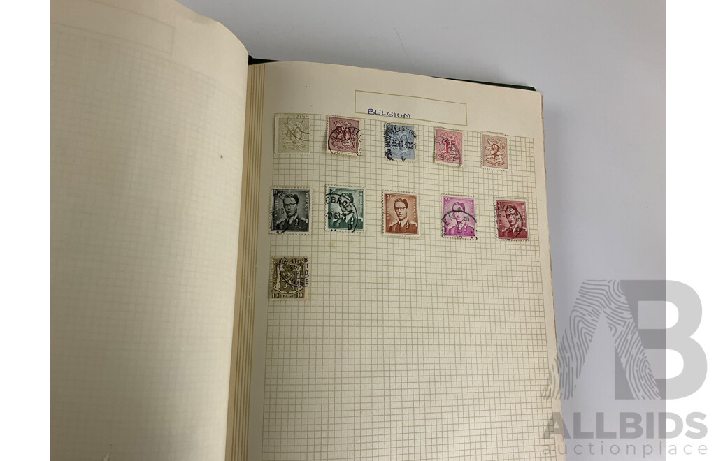 Album of Vintage International Stamps Including Australian Predecimal, USA, Denmark, Germany, France, PNG, Turkey, Spain, New Zealand, Iran, Greece