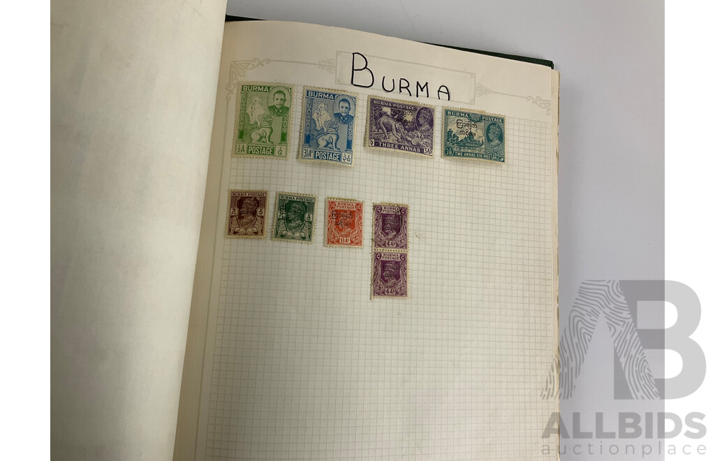 Album of Vintage International Stamps Including Australian Predecimal, USA, Denmark, Germany, France, PNG, Turkey, Spain, New Zealand, Iran, Greece
