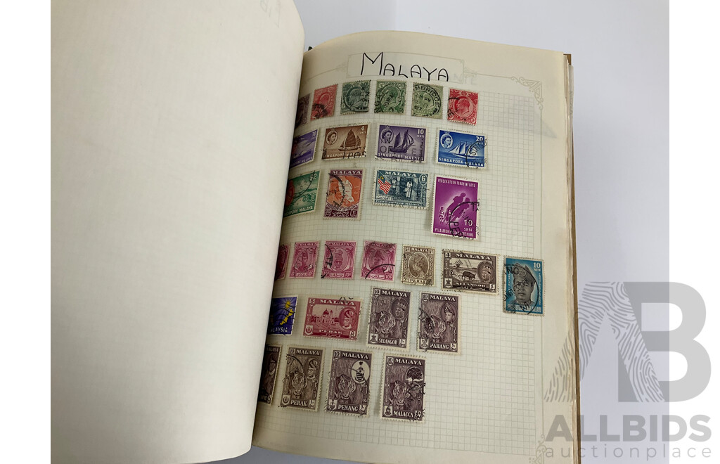 Album of Vintage International Stamps Including Australian Predecimal, USA, Denmark, Germany, France, PNG, Turkey, Spain, New Zealand, Iran, Greece